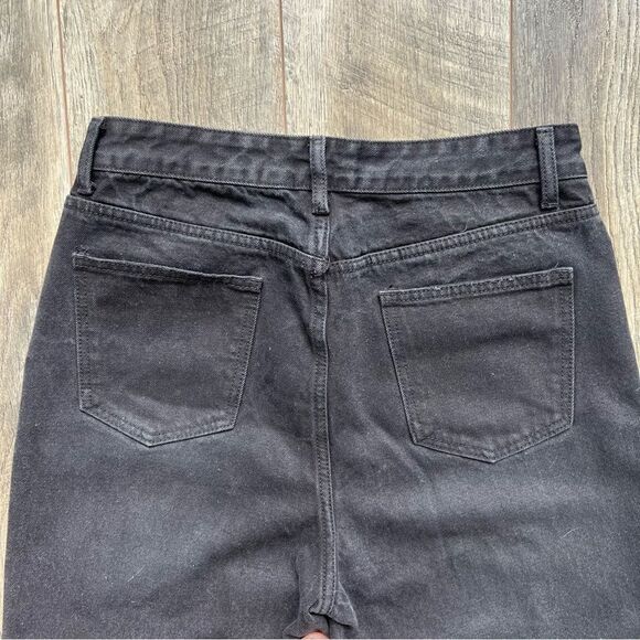Shein Faded Black High Waist Distressed Wide Straight Leg Jeans Size Large - Picture 8 of 13